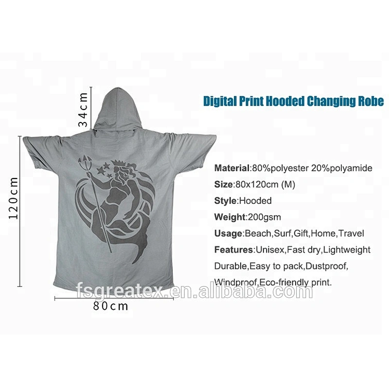 Digital print Microfibre suede cloth man poncho