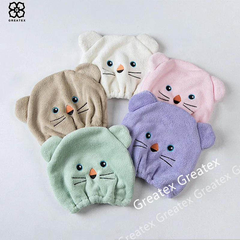 New arrival hot selling custom animal style hair drying hat hair turban towel kids