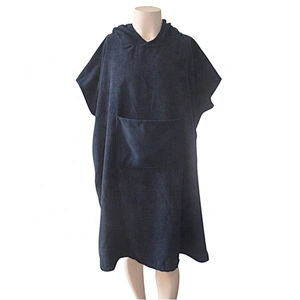 Wholesale Quick-Dry Black Adults Hooded Microfiber towel surf poncho