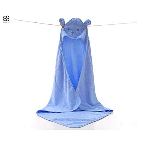 Amazon hot selling baby uesed cartoon design multi-color hooded bathrobe towel