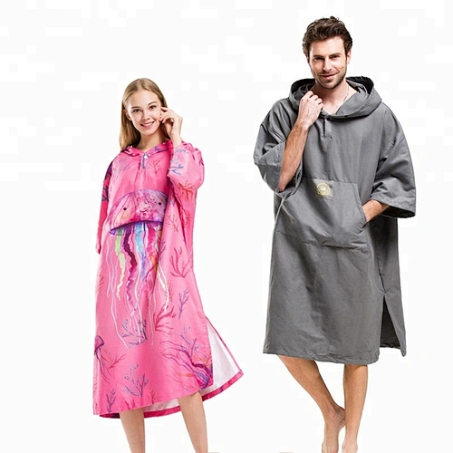 Unisex Printed hooded towelling beach robes