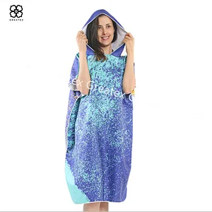 High quality custom printing microfiber quick dry surf poncho camouflage