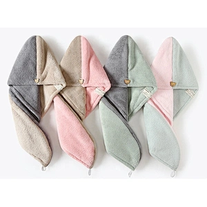 Double layer 4 pack quick-drying microfiber hair towel unique bath wrap towel for gifts