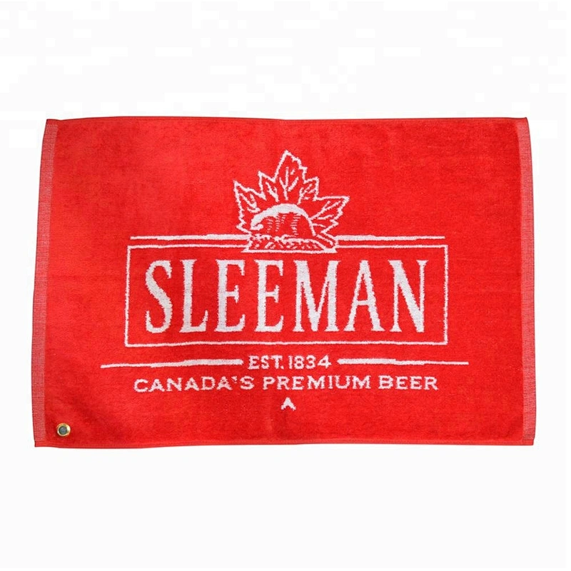 Beer bar Cotton velour Woven logo custom golf towel