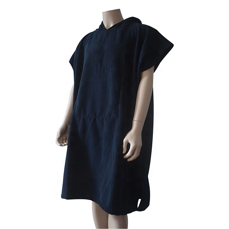 Wholesale Quick-Dry Black Adults Hooded Microfiber towel surf poncho