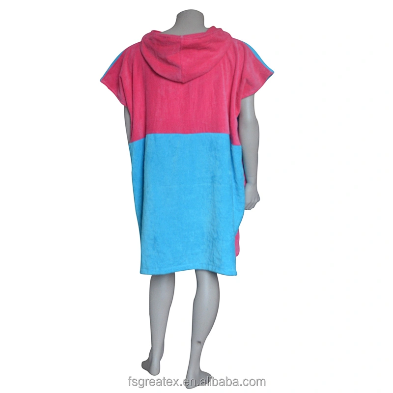 New arrived Bright Colored Coton Toweling Hooded Poncho Surf for beach