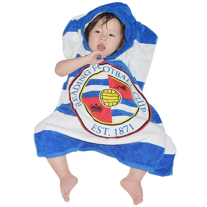 Hot Sale Custom Cotton Velvet Football Printed baby towel poncho