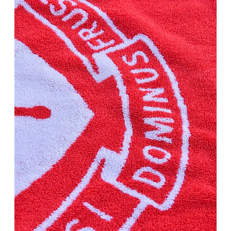 White and red logo custom beach towel cotton