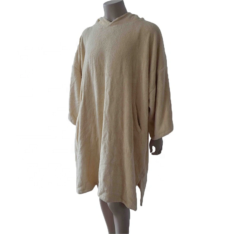 Breathable 100% knitted cotton terrycloth surf poncho with pocket for men