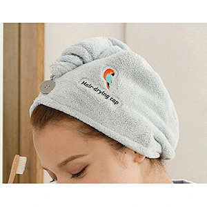 2020 Popular custom embroidery absorbent hair towel turban wrap