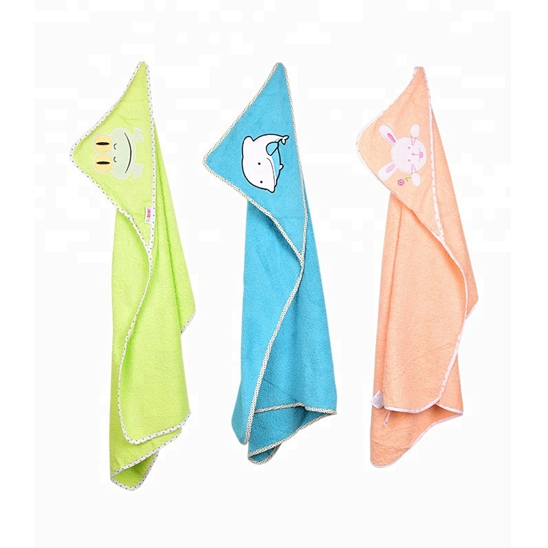 Multi designs embroidery 100% cotton baby hooded towels for kids