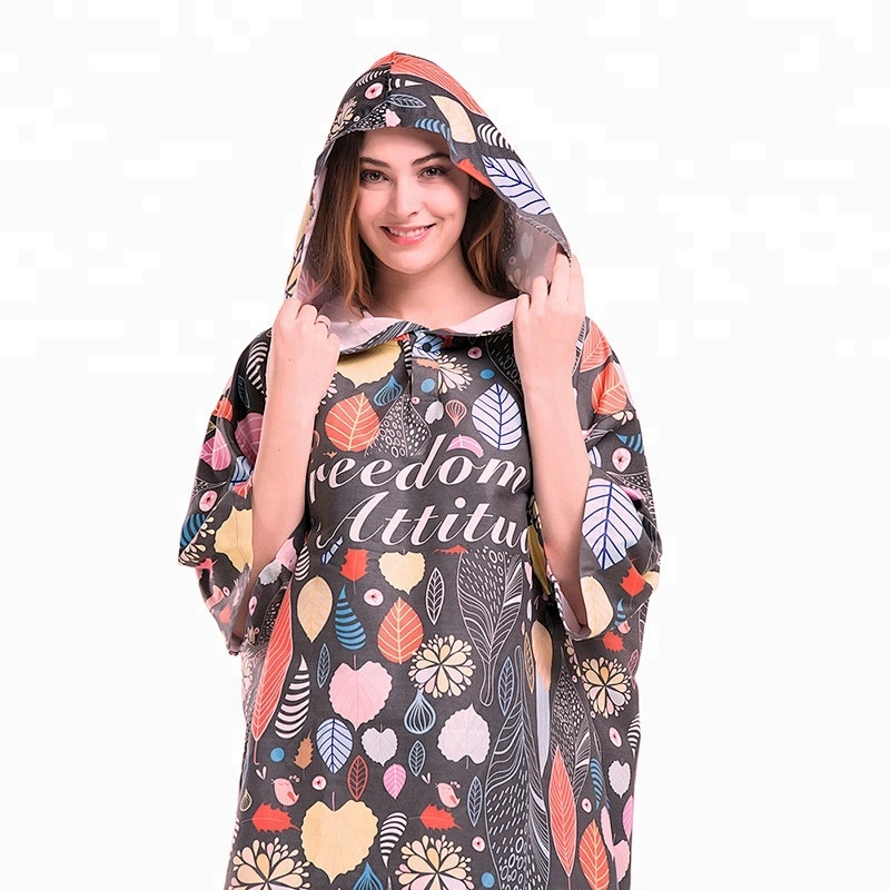 Windproof Extra large Hooded surf poncho beach towel for adults