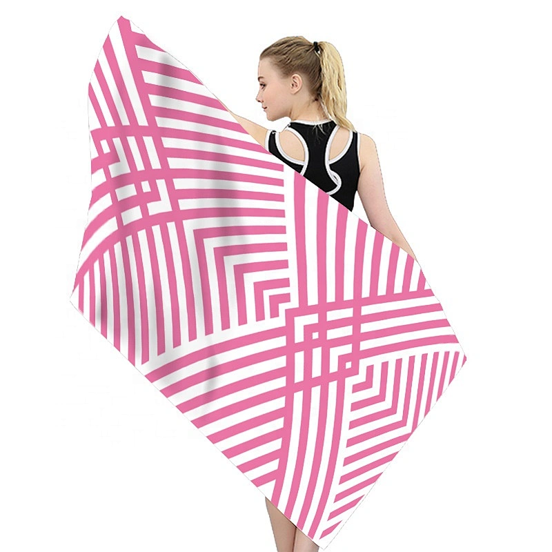 Factory price wholesale high quality striped rectangular microberfiber beach towel