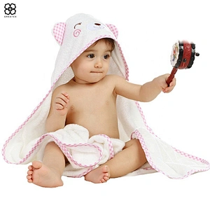 Premium super soft high quality bamboo animal pattern hooded towel
