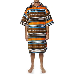 Wholesale 100%cotton stripe printed hooded poncho towel for adults