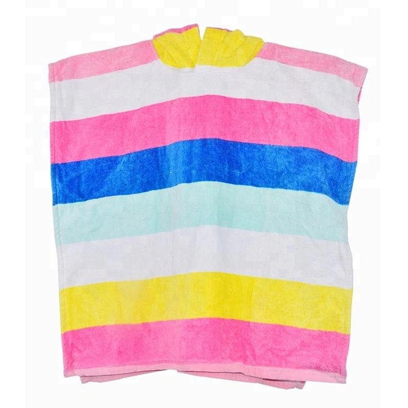 Cotton Beach Colorful stripe printed baby poncho