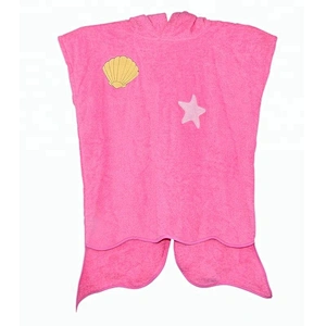 Premium 100%cotton Pink Kids poncho Baby Bath Hooded towel