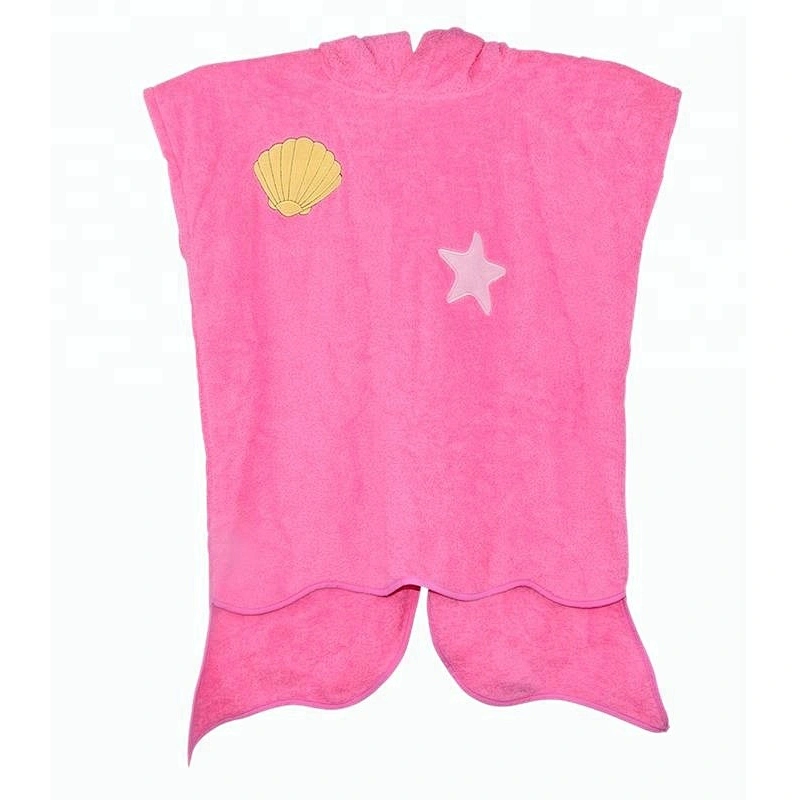 Premium 100%cotton Pink Kids poncho Baby Bath Hooded towel