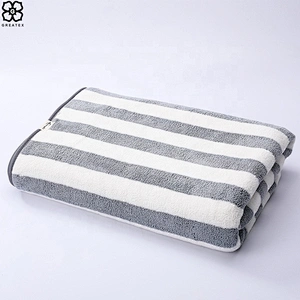Factory directly offer standard polyester light-weighted striped bath towel