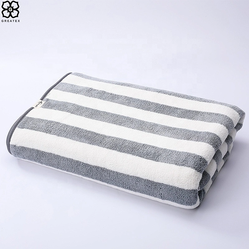 Factory directly offer standard polyester light-weighted striped bath towel