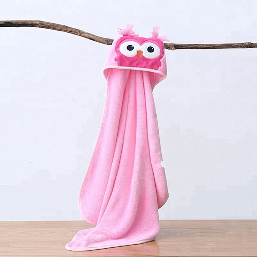 Fluffy Microfiber fleece animal hooded towel