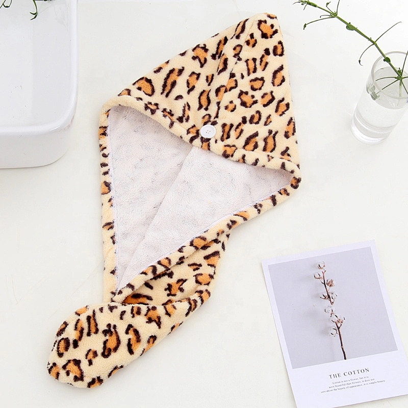 Promotional hot sale leopard print microfibre hair towel turban