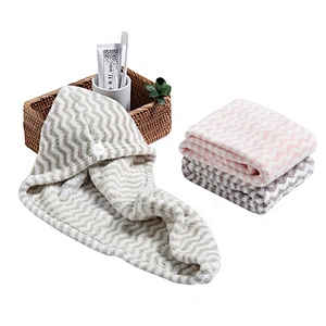 Anti frizz white&grey terry hair towel microfiber with supper absorbent for gifts