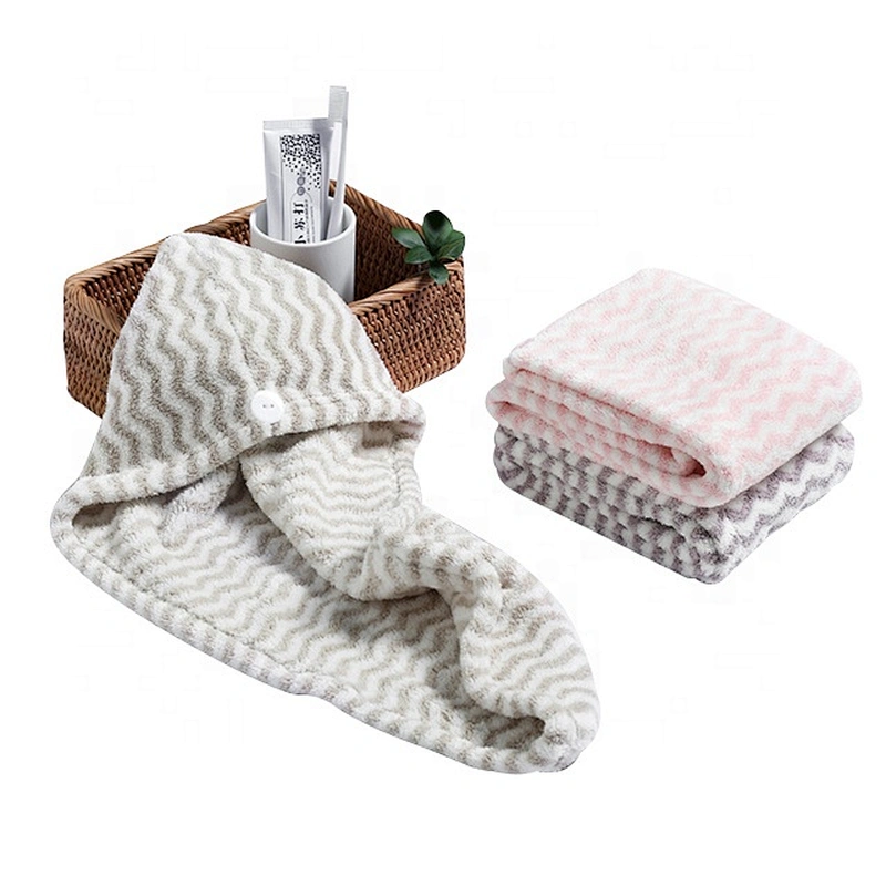 Anti frizz white&grey terry hair towel microfiber with supper absorbent for gifts