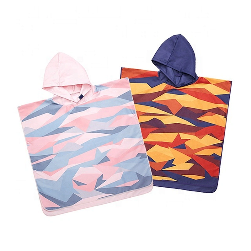 Premium Custom design digital printed Microfiber surf poncho towel Hooded baby beach towel