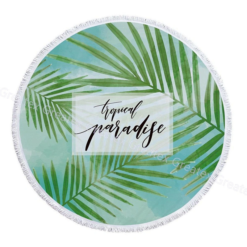 Factory hot sale fashion floral printing round beach towel with tassel