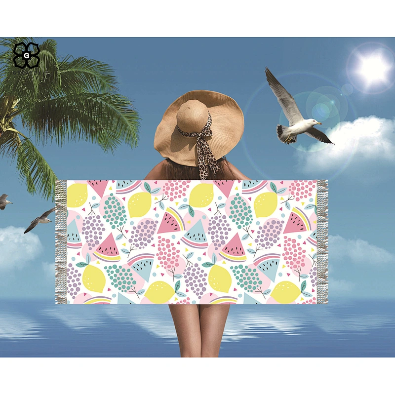 Custom digital print microfiber unique pattern rectangular large towel suitable for beach