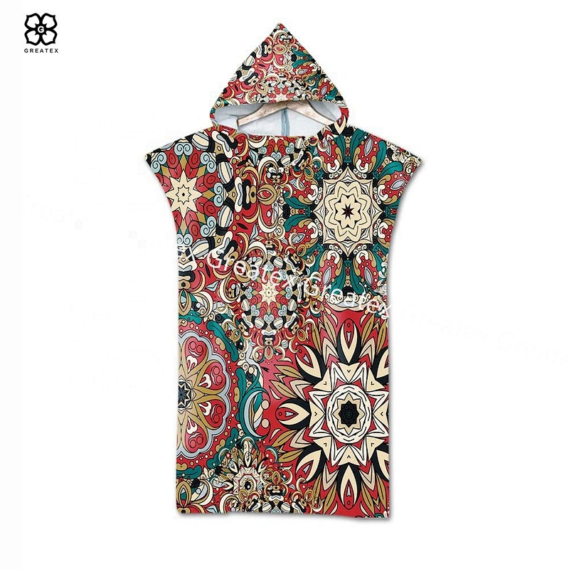 Wholesale cartoon printing beach changing robe poncho towel long