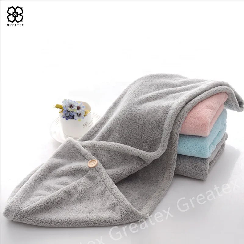 Super fluffy highly absorbent microfiber coral fleece soft hair towel