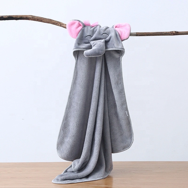 Plush Fleece Hooded Animal Embroidery Baby towel