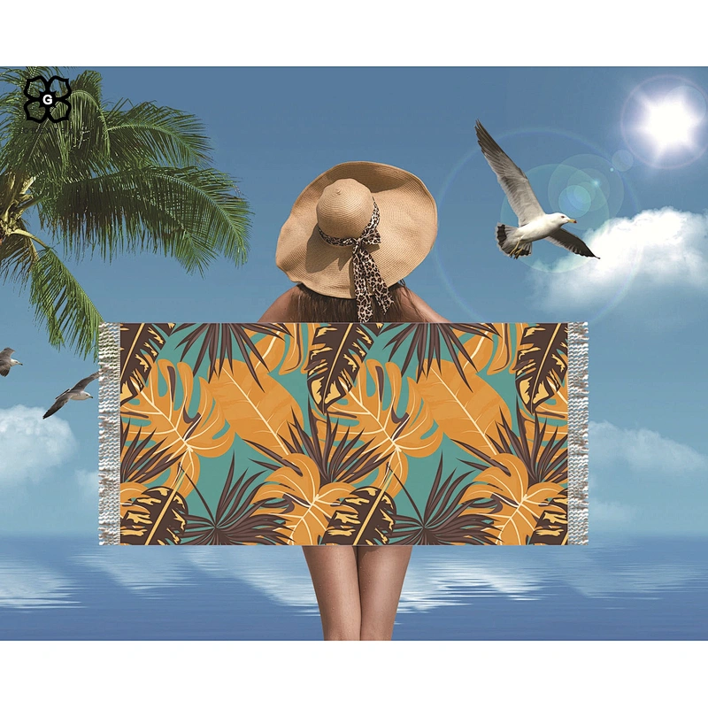 Custom digital print microfiber unique pattern rectangular large towel suitable for beach
