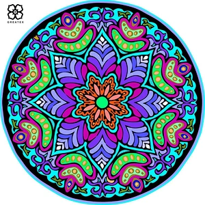 Round beach towel blanket microfiber circle picnic yoga mat with fashion fringe tassel