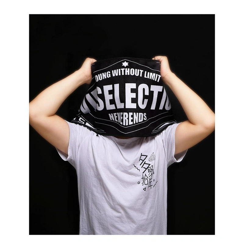 Black Logo Print Custom microfiber gym towel