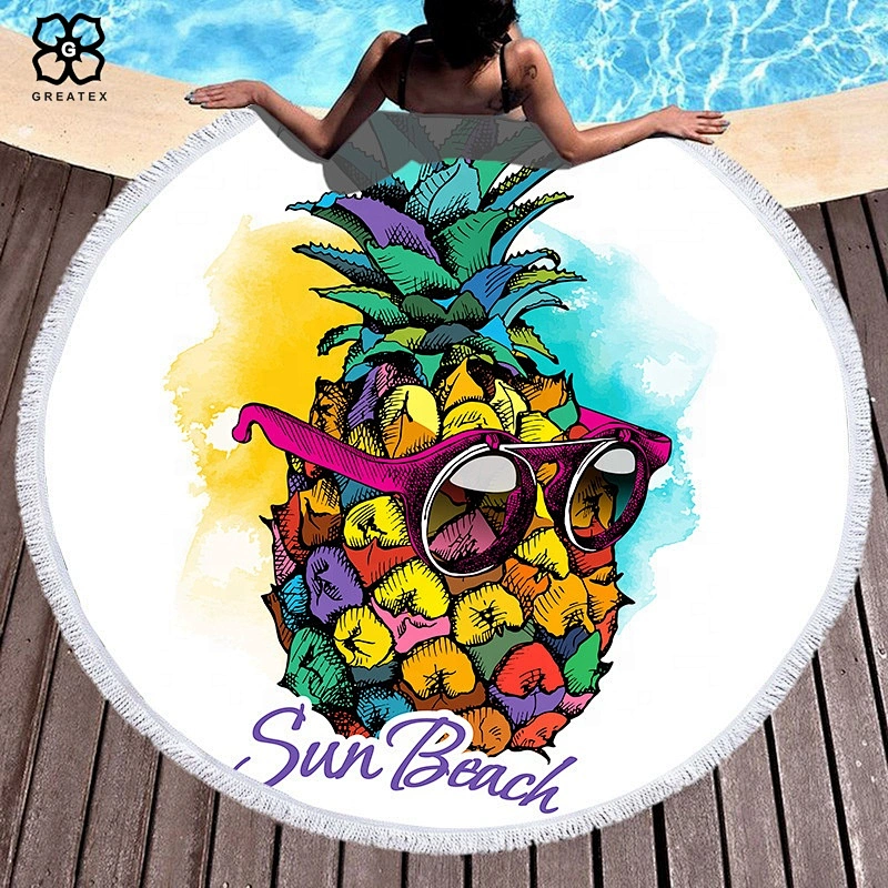 Wholesale printed cartoon roundish beach mat for kids or adults
