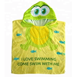 Terry printed cotton baby hooded bath towel