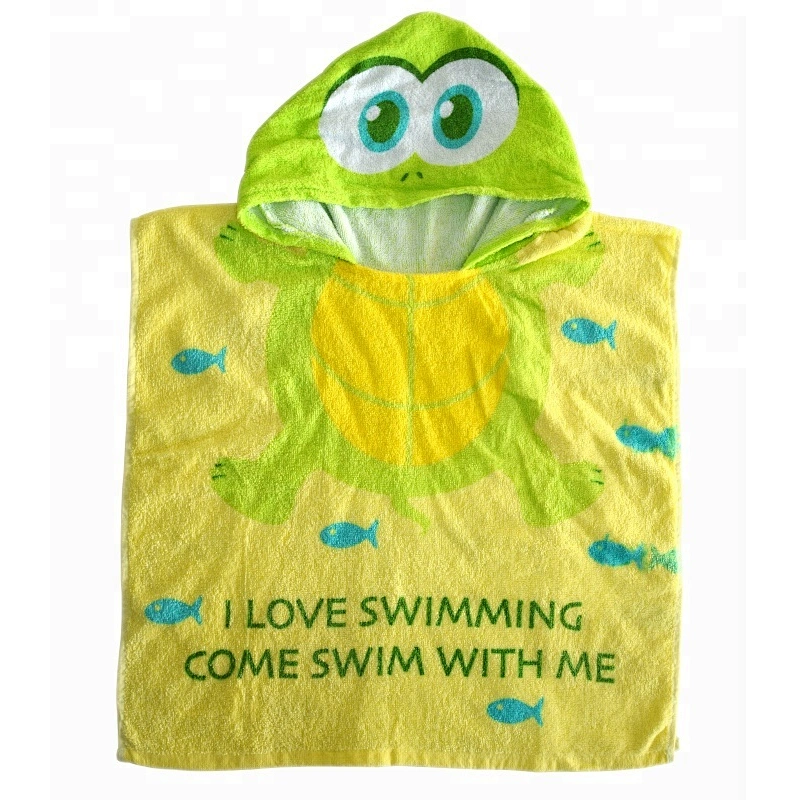 Terry printed cotton baby hooded bath towel