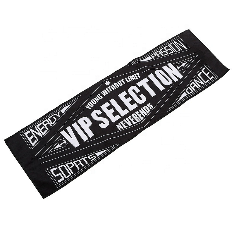 Black Logo Print Custom microfiber gym towel