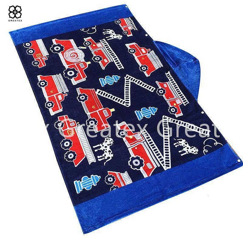 Super cute novelty printing cotton beach towel kids hooded
