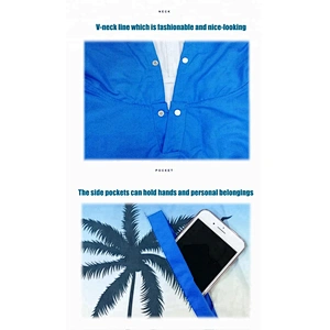 Beach Microfiber printed men surf poncho hooded