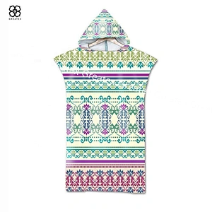 Wholesale cartoon printing beach changing robe poncho towel long