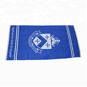 New Arrived OEM Blue and white Terry Logo Embossed bath towel