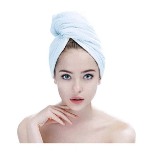Cotton terry white ponytail Drying Shower cap