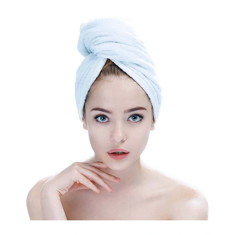 Cotton terry white ponytail Drying Shower cap