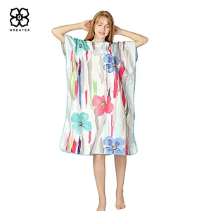 Wholesale unique printed adults microfiber surfing robe bath poncho
