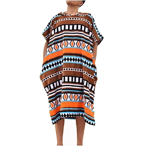 Wholesale 100%cotton Printed Beach poncho towel for adults
