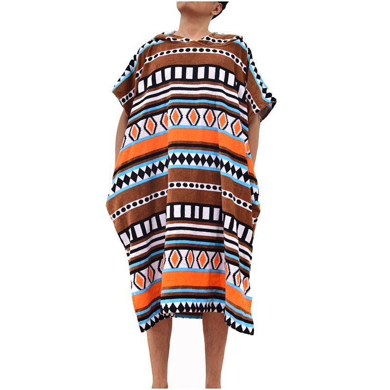 Wholesale 100%cotton Printed Beach poncho towel for adults